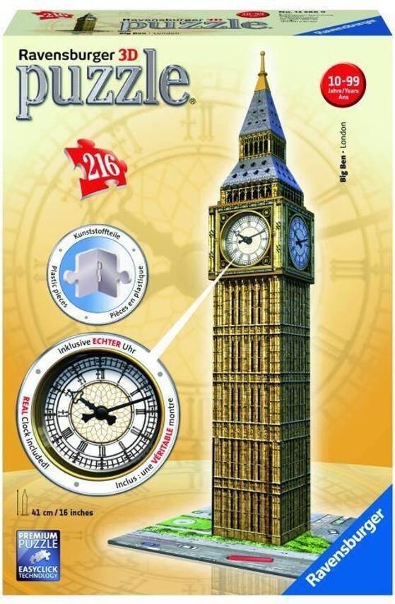 Puzzle 3D RAVENSBURGER Big Ben (Reloj Automático) (Edad Mínima: 10 - 216 Piezas)