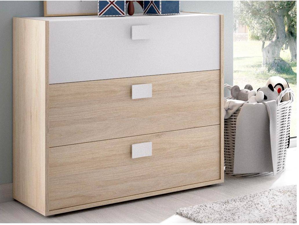 Vente Unique Sonia roble painel de 80x81x43 cm rimobel dina juvenil tableros blanco