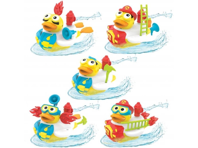 Yookidoo Jet Duck bombero juguete baño con agua potable – desarrollo sensorial para niños pilas 15 piezas edad 2+