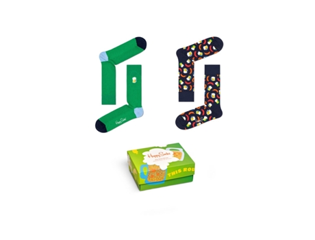 Pack de 2 Medias HAPPY SOCKS Gift Box 36/40 EU (Algodón - Verde)