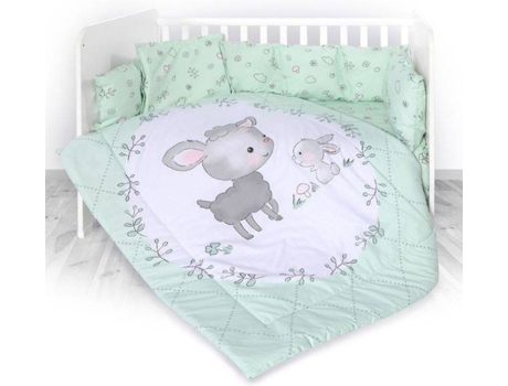 Juego de Textil de Cama LORELLI LILY Ranforce Lamb Green (4 Piezas)