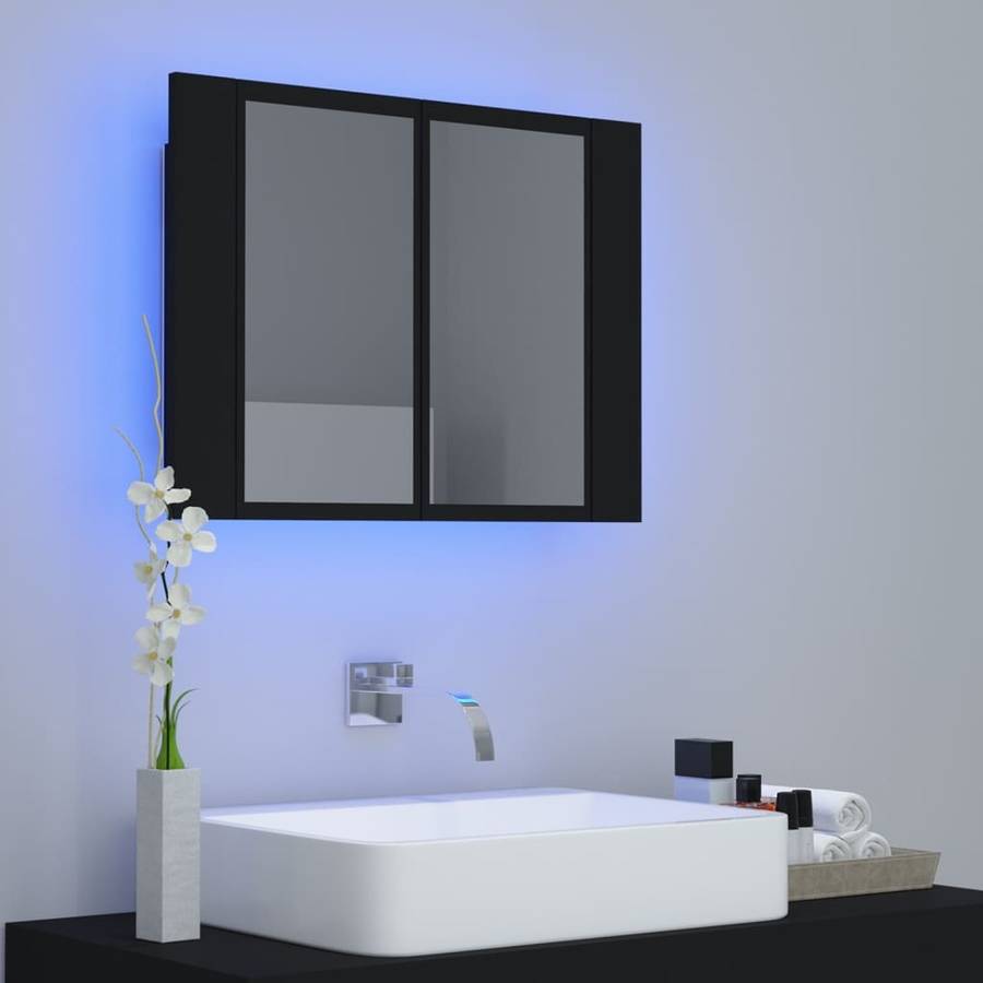 Armario Espejo De baño con luz led negro 60x12x45 cm vidaxl aglomerado