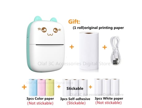 Mini impresora de etiquetas de gatos y osos, impresora térmica portátil de 200Dpi, impresión sin tinta, pegatinas de 57Mm para Ios y Android HHZ