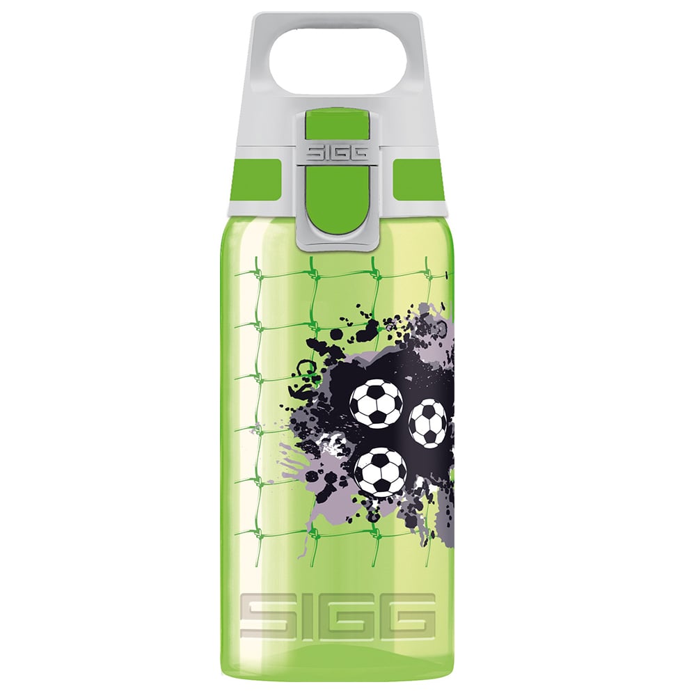 Sigg Viva One cantimplora infantil 0.5 l botella transparente sin sustancias nocivas y con tapa para niños usar una mano football 0.4l