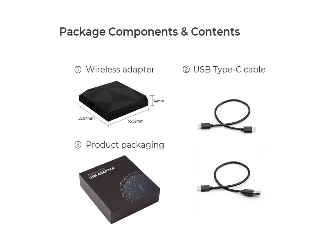 Adaptador inalámbrico CarPlay Dongle cableado al módulo inalámbrico CarPlay  Box negro