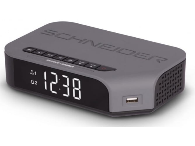 Radio Despertador SCHNEIDER SC310ACL (Gris - Digital - FM - Corriente - Alarma Doble)