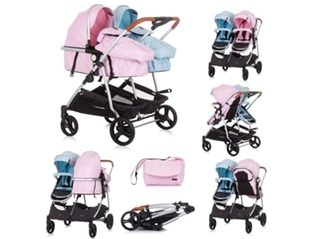 Carrito De Bebé Gemelar Dúo Smart CHIPOLINO De CHIPOLINO Rose Sky