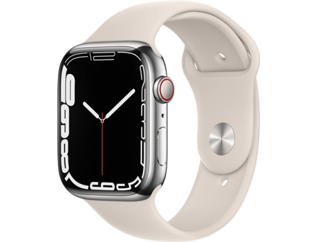 APPLE Watch Series 7 GPS+Cellular 45 mm Plata con Correa Deportiva Blanco Estrella