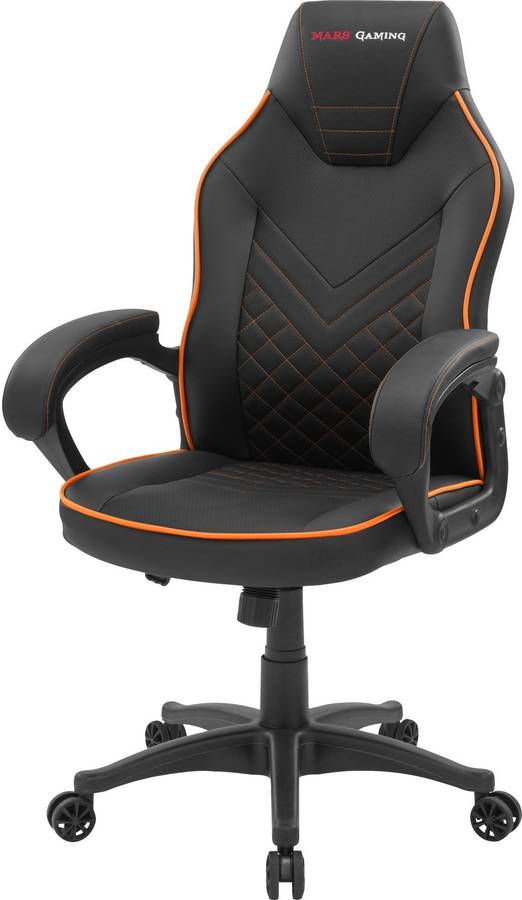 Silla Gaming MARS GAMING Negro, Naranja (Brazos Regulables - Piel Sintética, Nylon)