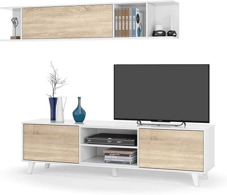 Conjunto de Muebles de TV HABITDESIGN Stylus Plus  (Blanco - Roble  - Madera - 41 x 180 x 51 cm)