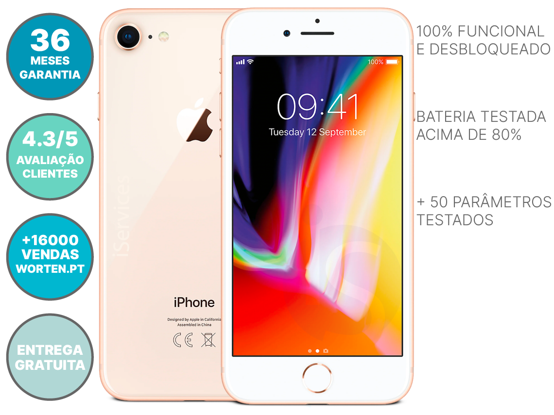 Apple iPhone 8 Plus 64 GB Dorado Retina HD de 5,5 pulgadas  (Reacondicionado) - Smart Generation