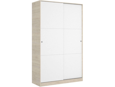 Homekit Armario 2 puertas correderas natural y blanco brillo 120x204x50cm ropero dkit plus 120