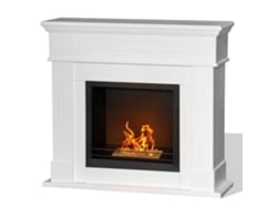 DIVINA FIRE Biochimenea de bioetanol chimenea de pie Cambridge en madera Blanco 110x37x102h