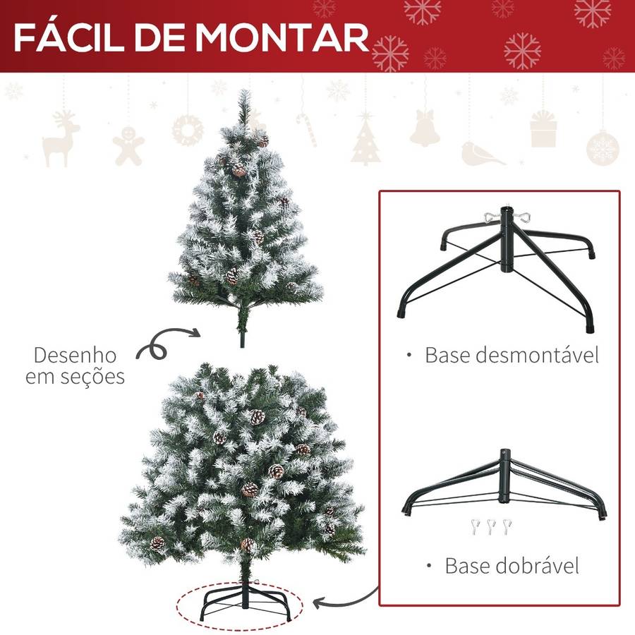 Árbol de Navidad HOMCOM 830-378 (Verde - 85x85x150 cm - PVC)