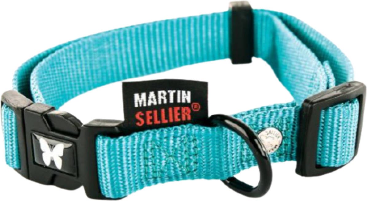 Collar para Perros MARTIN SELLIER Regulable (Turquesa - S - 30-45 cm - Nylon - Porte Pequeño)