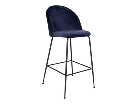 Silla de bar de terciopelo azul con pies negros HOUSE NORDIC