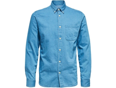 Camisa SELECTED Denim Hombre (XS - Azul)