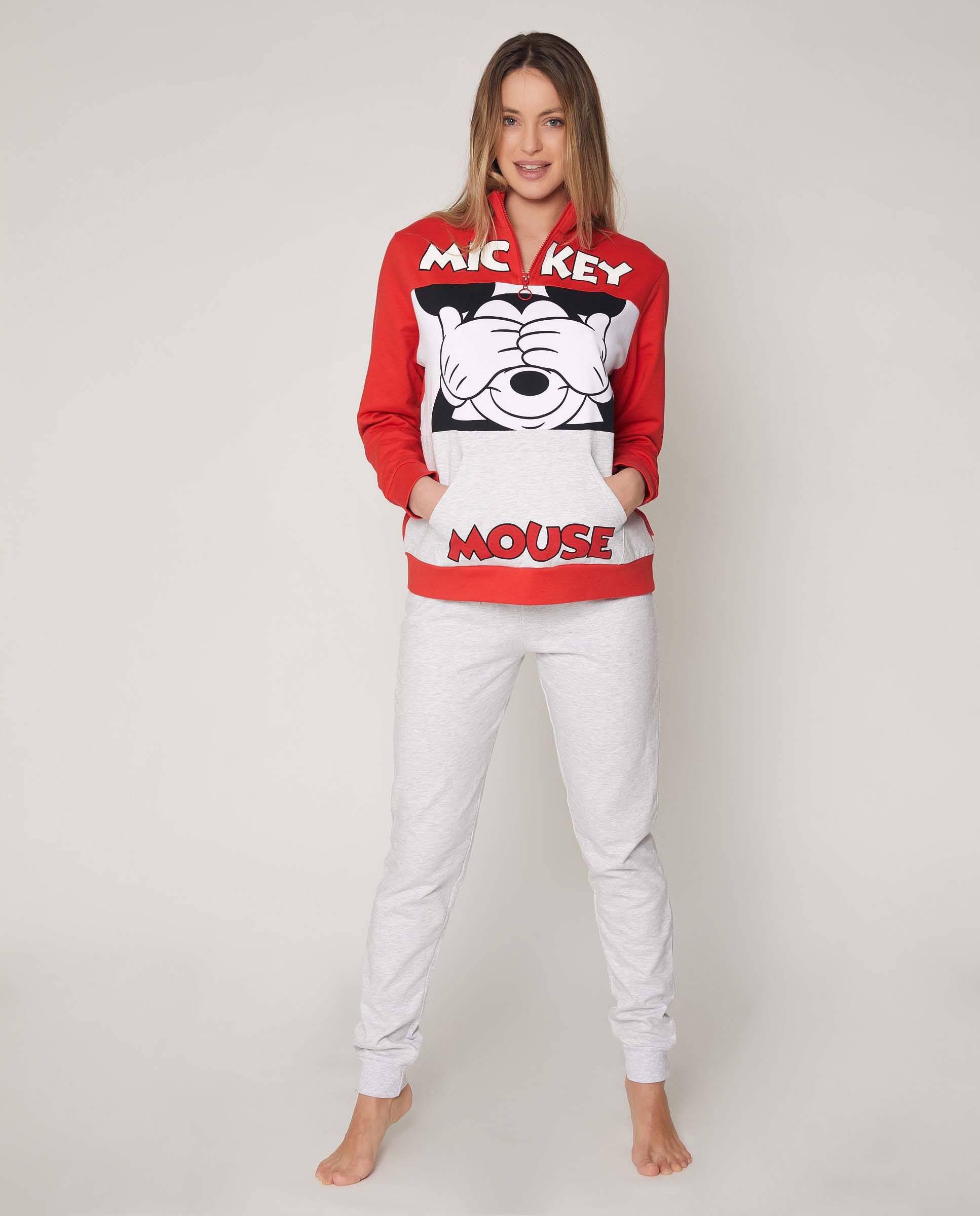 Disney Pijama Manga Larga Felpa Mickey para Mujer , TALLA: XL, COLOR: ROJO, INVIERNO, Tejido suave al tacto.