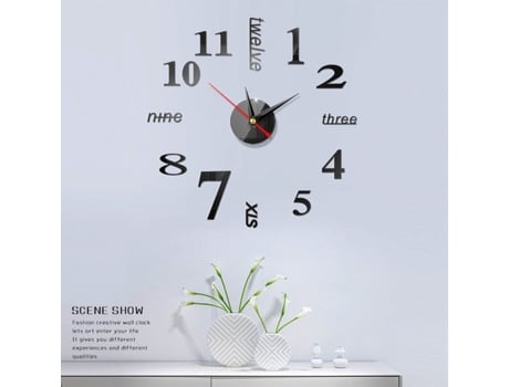 Etiqueta engomada del reloj de pared del espejo de acrílico 3d diy - oro claro / 40x40cmNegro / 40x40cm SLOWMOOSE