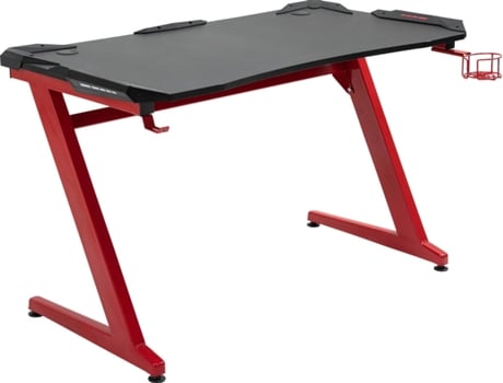 Homcom Mesa Gaming escritorio para ordenador con portavasos gancho auriculares soporte de gamepad y 2 orificios pasacables 122x66x76 cm negro rojo acero aglomerado madera 120x66x76cm