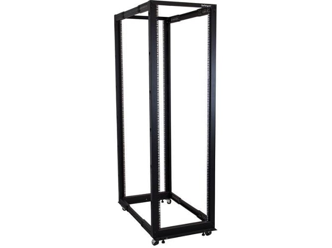 Estante Startech.com Rack armario bastidor abierto de servidores 4 columnas 42u profundidad ajustable con ruedas 600 kg negro acero eiaeca310e iec 602973100 din 41494 mm 5918 42 para marco 19 22 40 55.8 101.6cm 4postrack42u 4postrack42