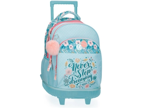 Never Stop Dreaming equipaje bolsa de mensajero niñas azul blue mochila con ruedas movom 32x43x21