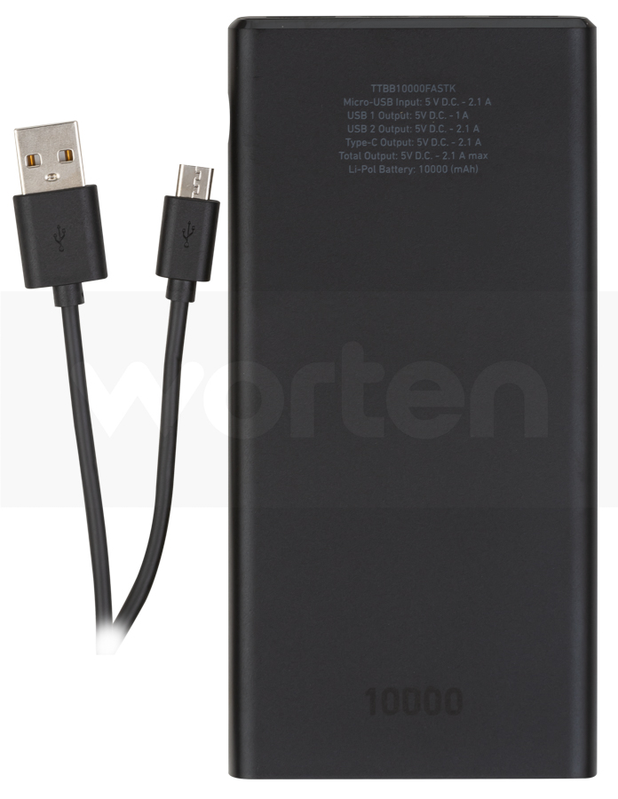 Powerbank SBS TTBB10000FASTK (10000 mAh - 2 USB - Negro)