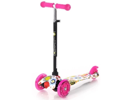 Patinete infantil con luces en las ruedas MINI Pink flowers LORELLI