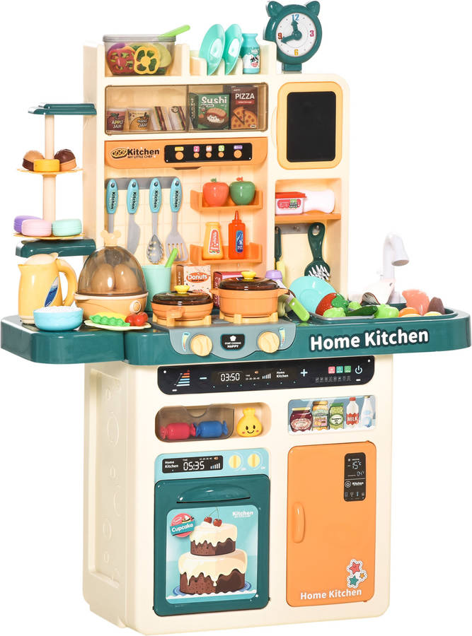 Homcom Cocina De juguete infantil con luz 113 accesorios 350118 edad 3 70x32x92.2