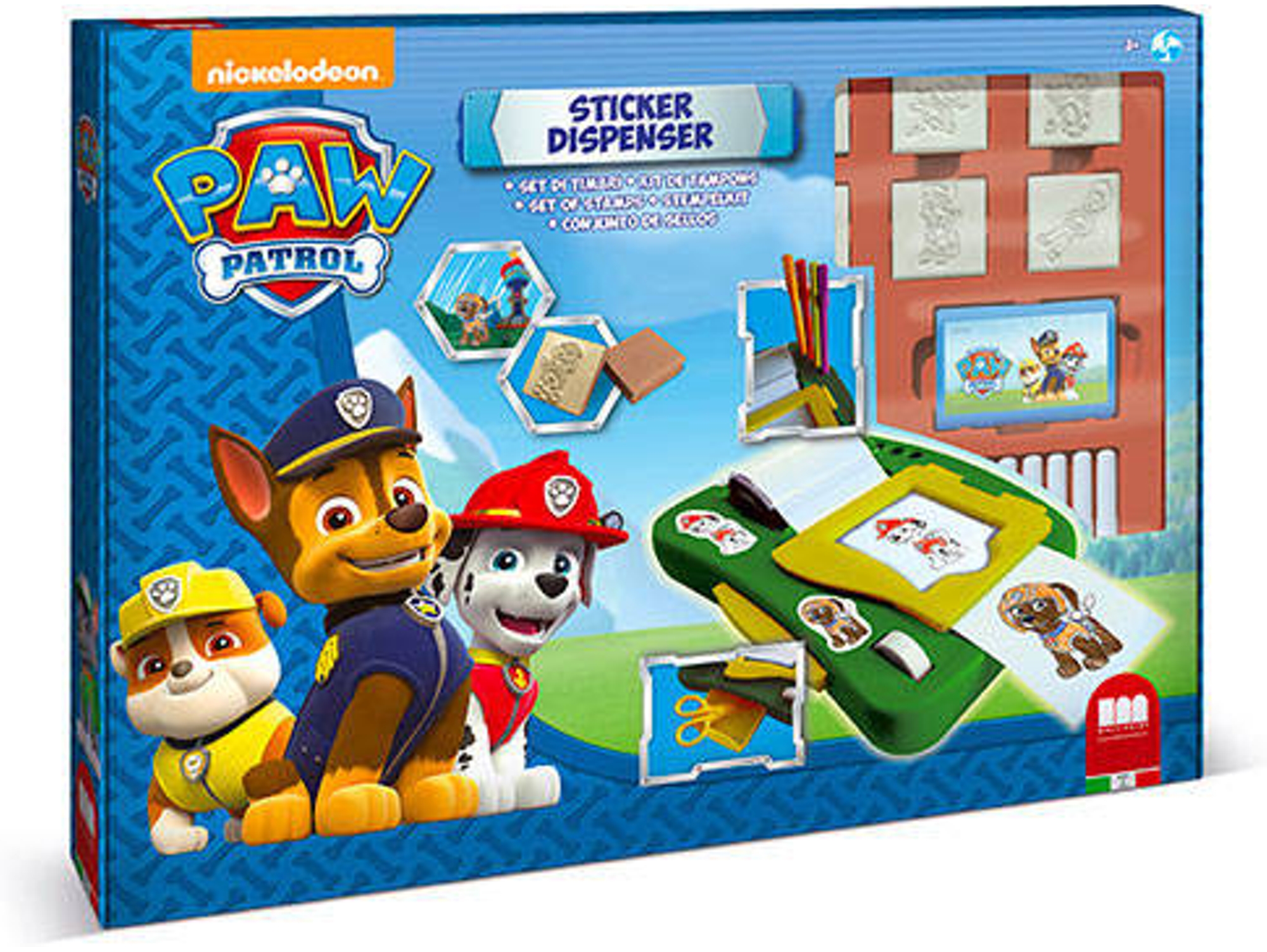 Kit De Sellos para niños multiprint paw patrol máquina crea pegatinas boy made italy 7 con marcadores set