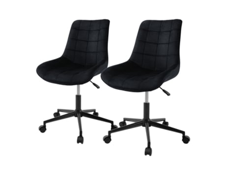 2x Silla de oficina, ergonómico de terciopelo negro con ruedas ML-DESIGN