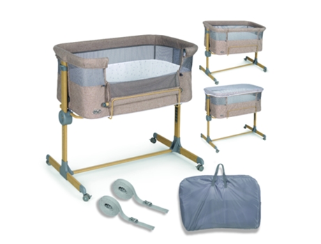 Mini Sleepy Co-Sleeping Cuna Simulación de Madera Cuna Co-Sleeping Ajustable en Varias Alturas Reclinable Incluye Mosquitera de Serie MS