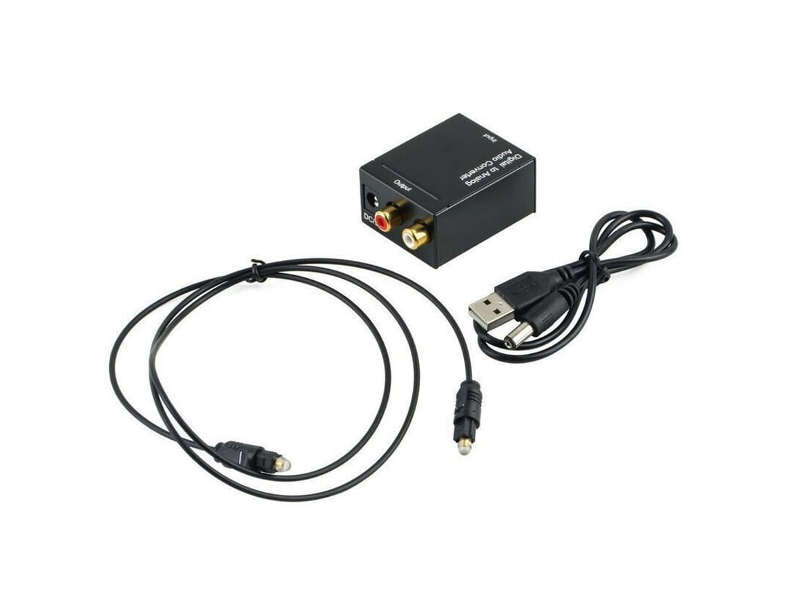 Adaptador de convertidor de audio analógico coaxial óptico digital a RCA  con cable de fibra