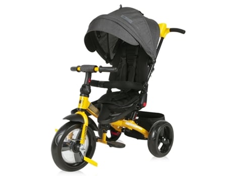 Triciclo evolutivo JAGUAR con capota , asiento giratorio 360º y ruedas EVA black yellow LORELLI