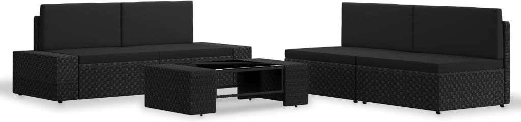 Conjunto de Jardín VIDAXL Lounge (Negro - Poli Ratán - 78.5x65.5x52 cm - 5 Piezas)