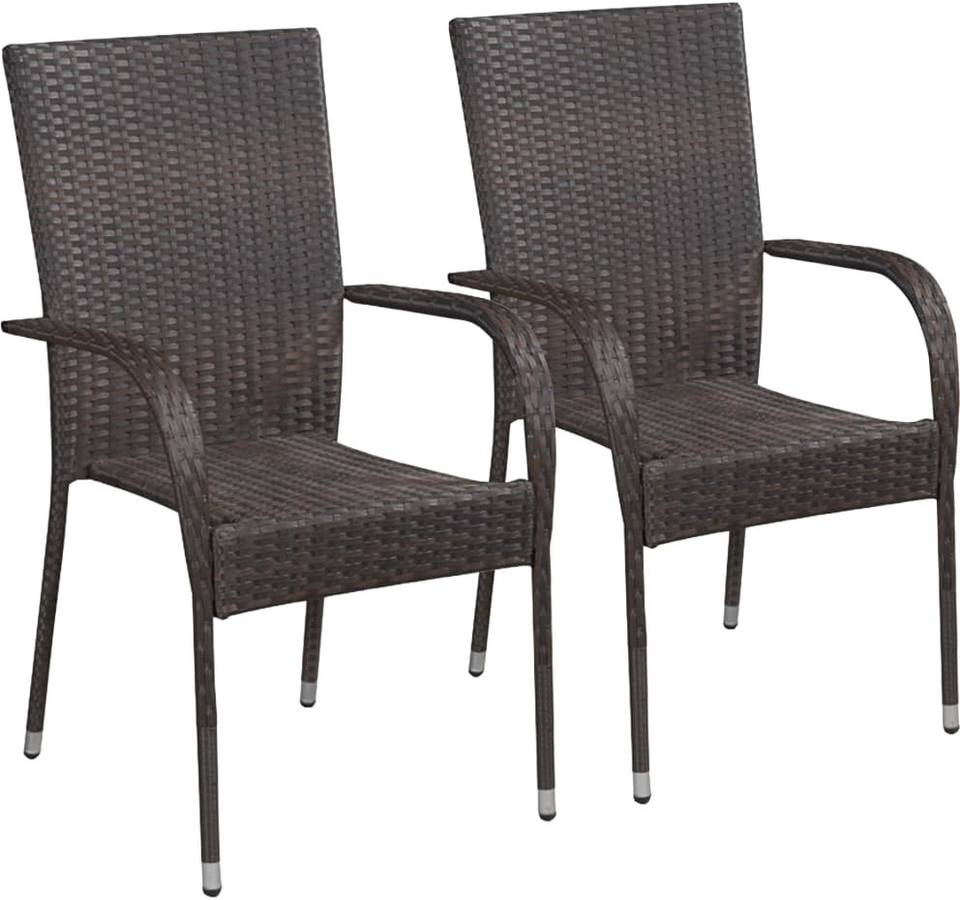 Sillas De Apilables 2 unidades vidaxl 2x patio terraza bistro comedor exterior mimbre