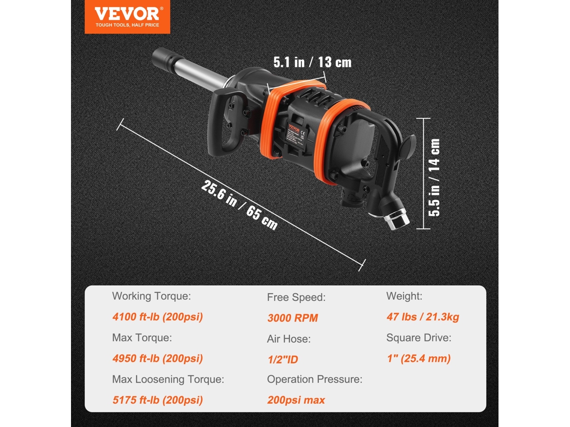  VEVOR Llave de impacto neumática de 1 pulgada, hasta