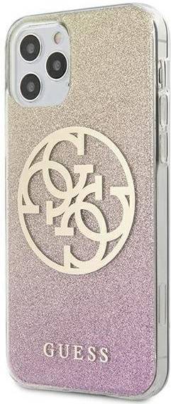 Carcasa Apple GUESS iPhone 12, 12 Pro Logo Rosa, Dorado