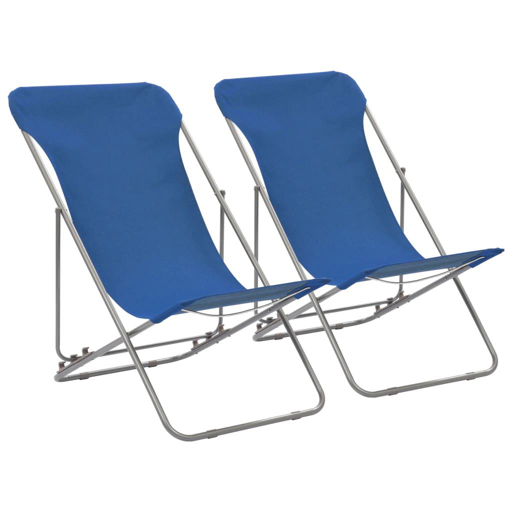 Conjunto 2 Sillas de Playa Plegable VIDAXL Acero y Tejido Oxford Azul