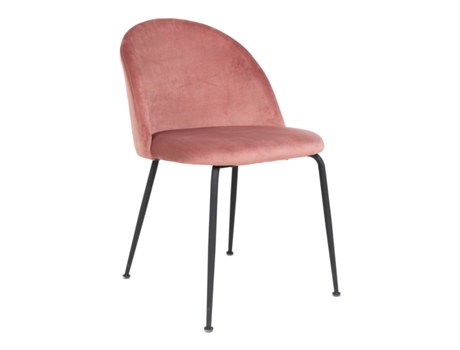 Silla de comedor de terciopelo rosa con pies negros HOUSE NORDIC