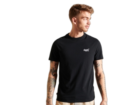 Camiseta para Hombre SUPERDRY (S - Algodón - Negro)