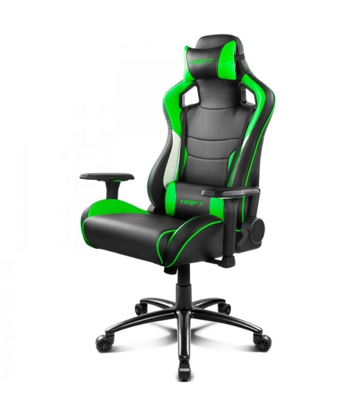 Silla Gaming DRIFT DR400 (Hasta 150 kg - Elevador a Gas Clase 4 - Negro y Verde)