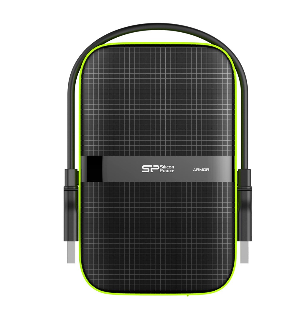 Disco HDD externo SILICON POWER Armor A60 (Verde - 1 TB - USB 3.1)