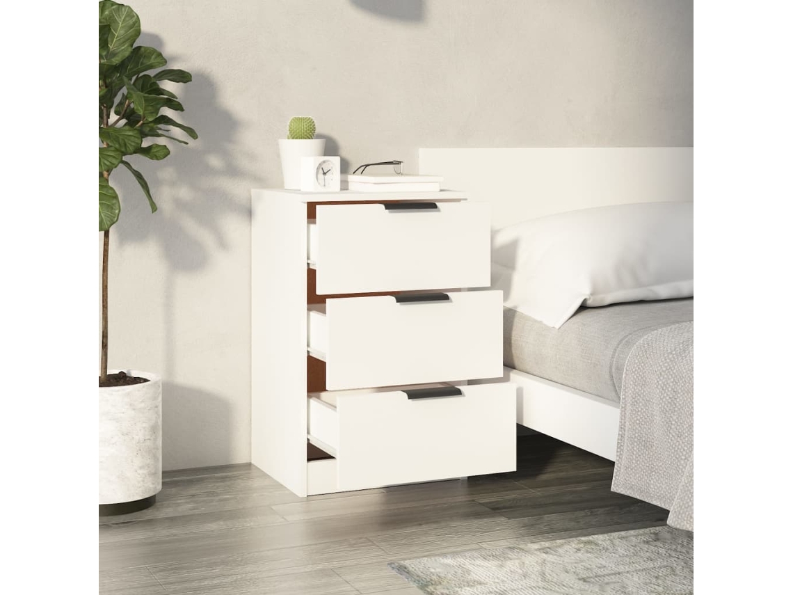 Maison Exclusive Cabecero de cama con mesitas madera contrachapada blanco