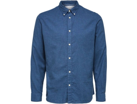 Camisa SELECTED Slim Sarga Hombre (XXL - Azul)