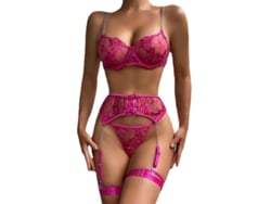 Conjunto De Lingerie PETHUEL Con corpiño y tanga QQFZ-C68-0511-2 rosa vermelha