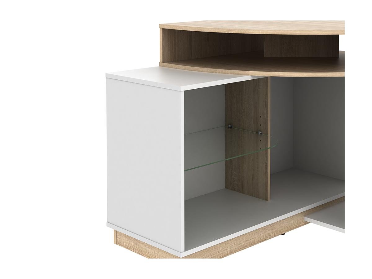 Mueble Tv Rinconero con compartimentos color blanco y roble amael ventaunica para unique 77 103 cm aglomerado de madera claro 103x103x77