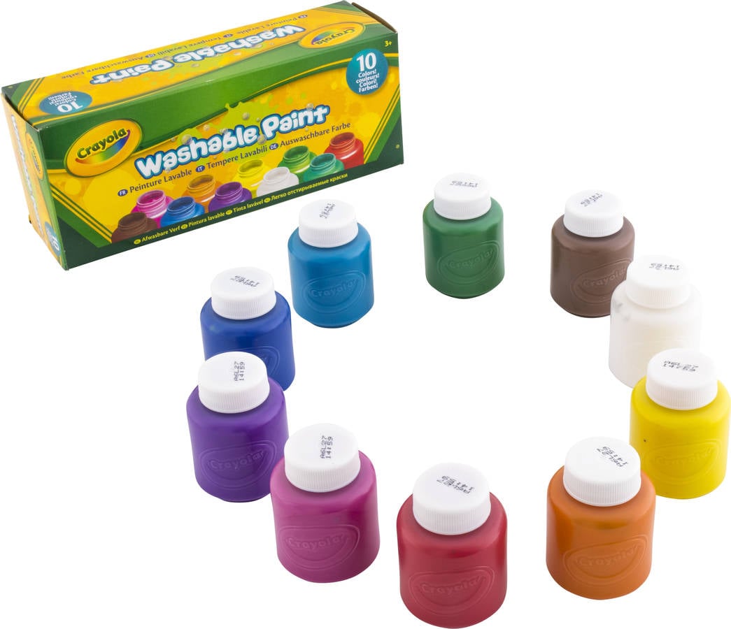 Crayola 10 Botes de pintura lavable 541205 colormodelo surtido acuarelas frasco washable 60 ml lot bouteilles peinture