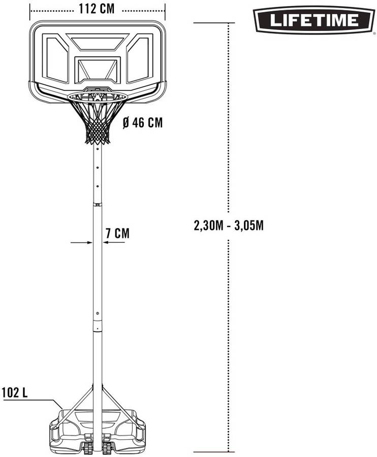 Canasta baloncesto ultrarresistente LIFETIME altura regulable 244/305 cm  uv100