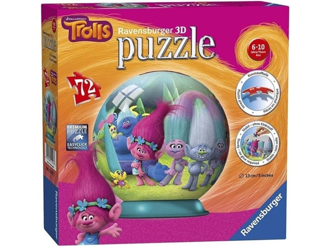 Puzzle 3D RUNADRAKE Trolls (Edad Mínima: 6 - 72 Piezas)